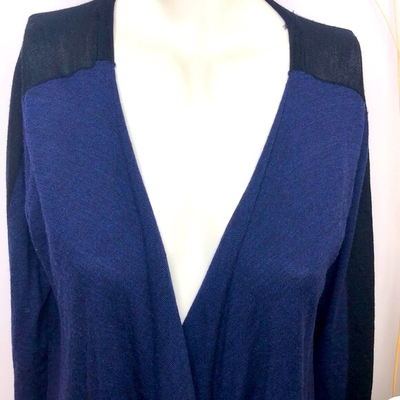 Fenn Wright Manson Blue/Gray 100% Fine Merino Wool Waterfall Cardigan Size L - Picture 2 of 7